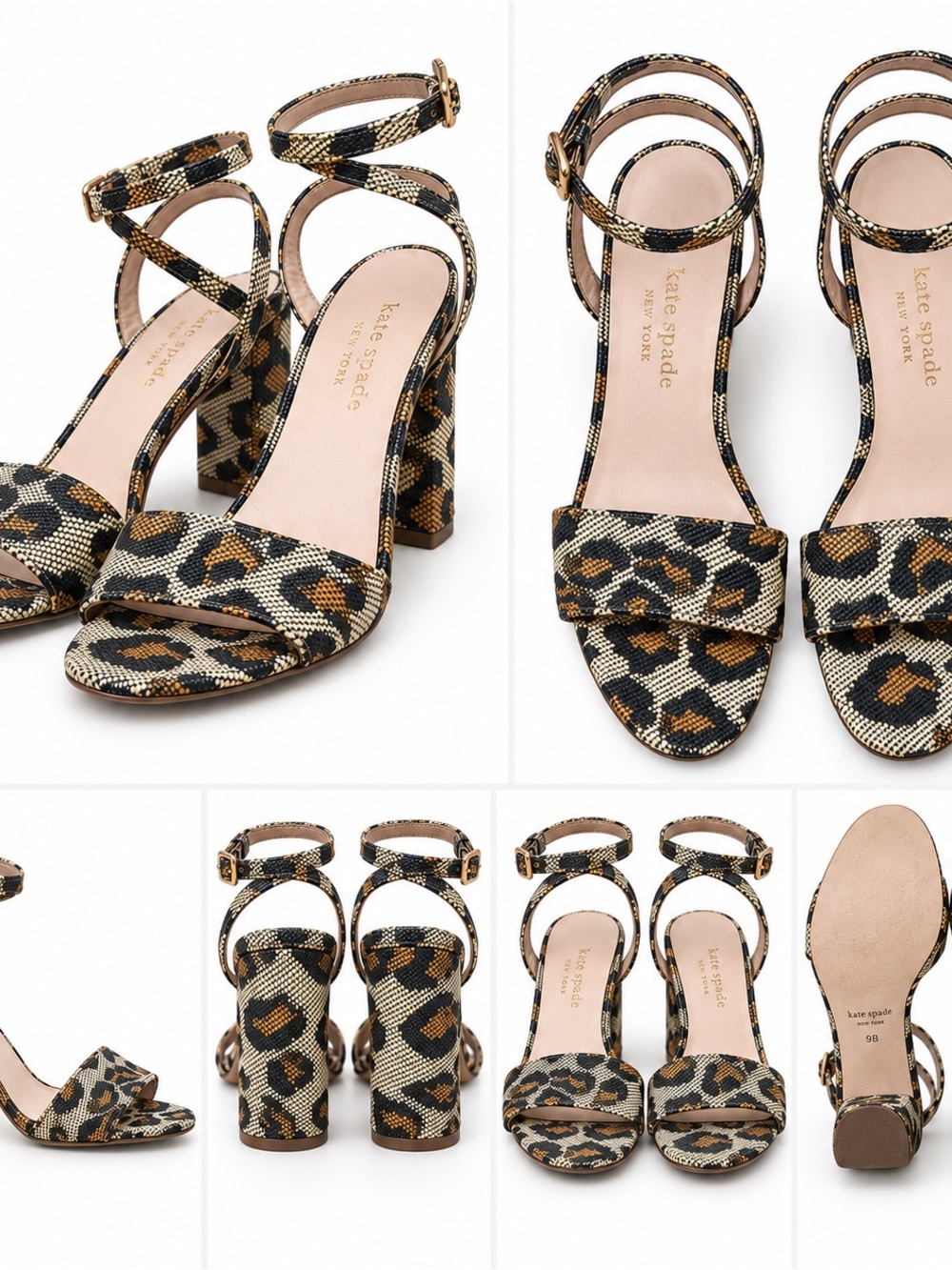 Kate Spade New York Leopard Print Block Heel Sandals – Size 9B